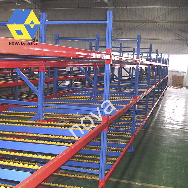 Flow through racking